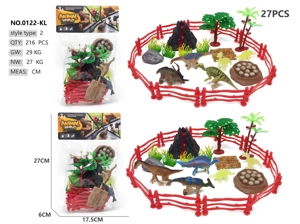 5 Dinosaurs 12 Fence Volcano Scene
