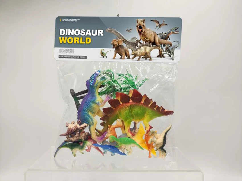 2 6.5-inch dinosaurs with 12 small dinosaurs