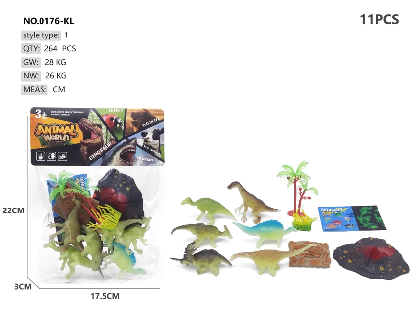 Glow-in-the-Dark Spray Paint Dinosaur Scene 11pcs