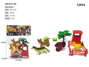 4 Farm Animals Fence Scene