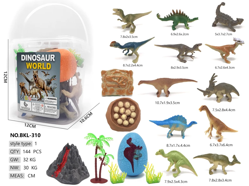 Medium square bucket 12: realistic dinosaurs