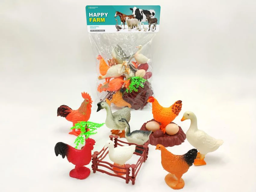 Farm chickens, ducks, and geese 16-piece set (including accessories)