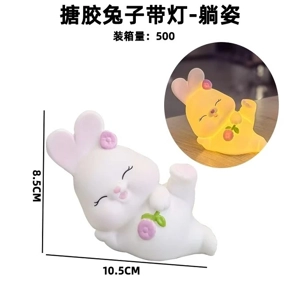 Soft Rubber Bunny With Light - Lying Position (Warm Light)