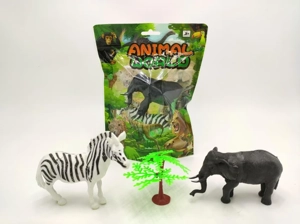 Zebra, elephant wild animals 3-piece set (including accessories)