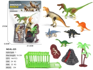 2 sets of 4 small dinosaurs, cage scene A