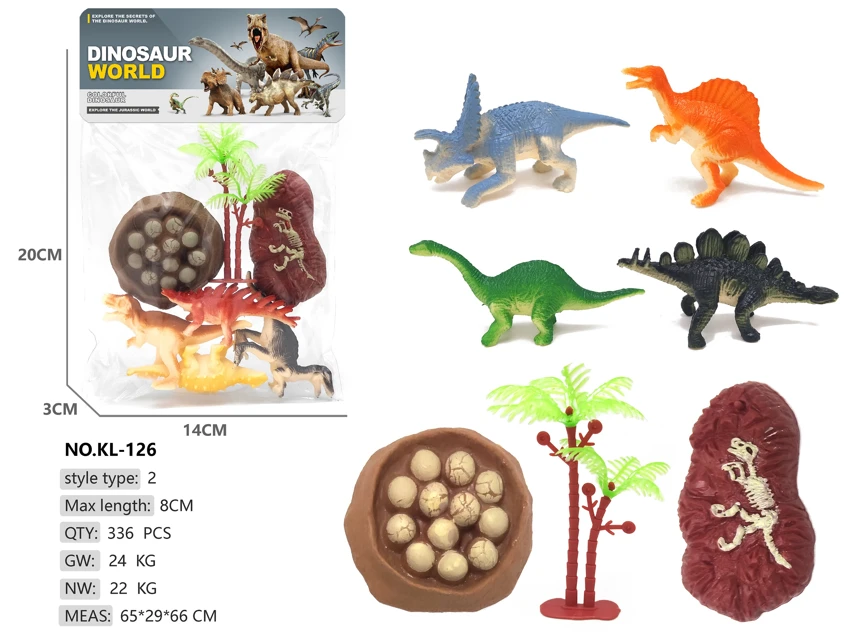 Solid dinosaurs 4 pieces, bird nest fossil