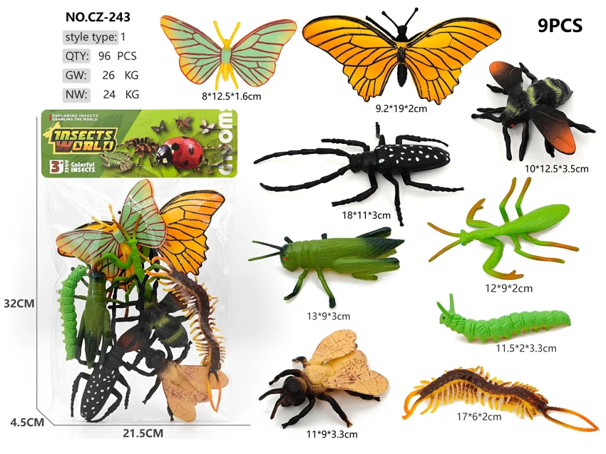 9 insect models, centipede