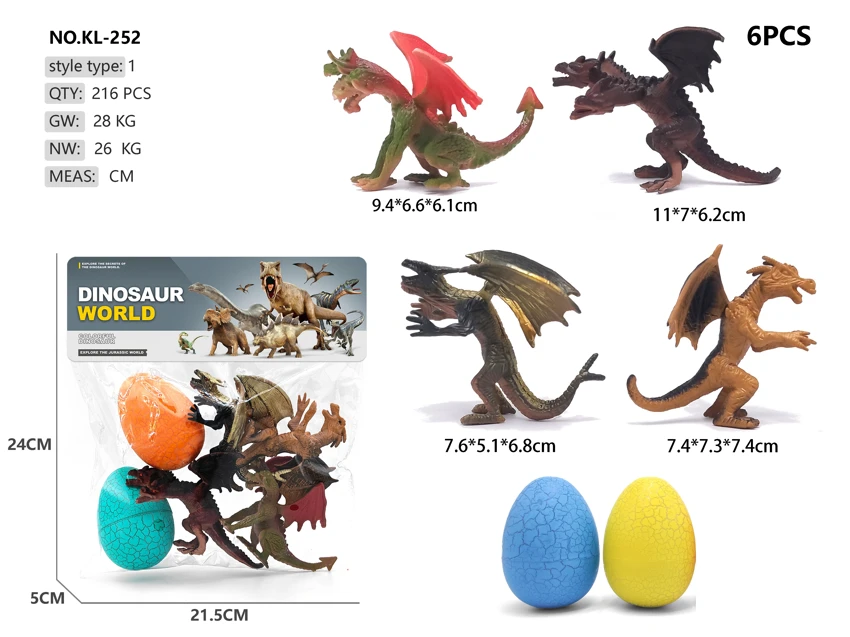 4 monster dragons, 2 cracked eggs