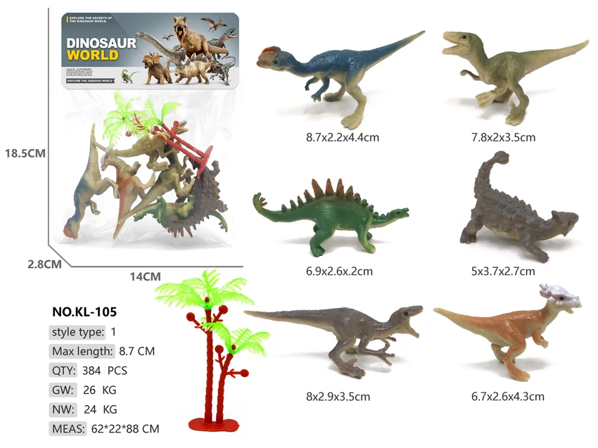 Solid 6 Painted Realistic Dinosaurs