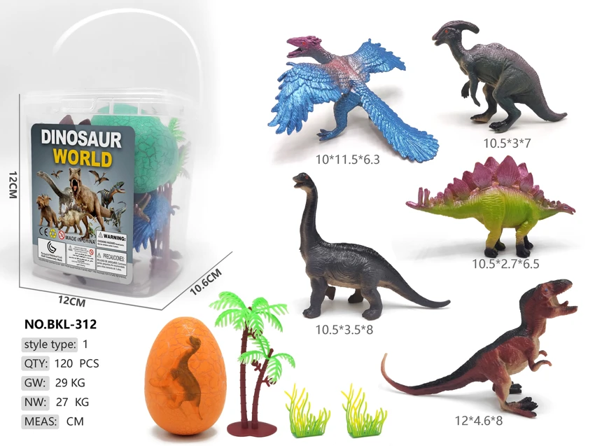5 dinosaurs with dinosaur eggs in a bucket (China)