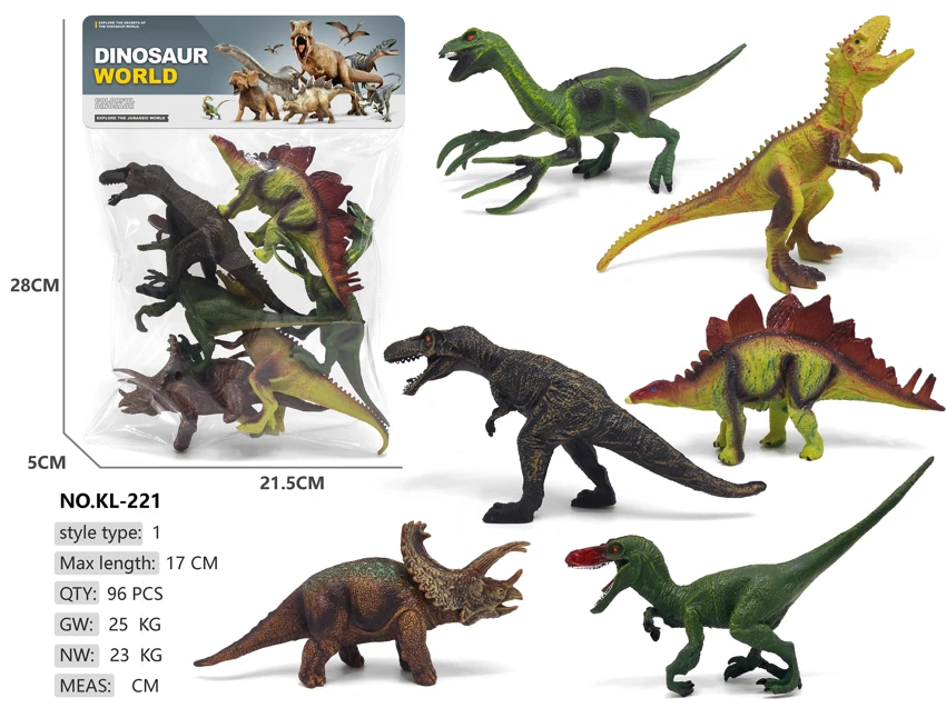 6 painted dinosaurs