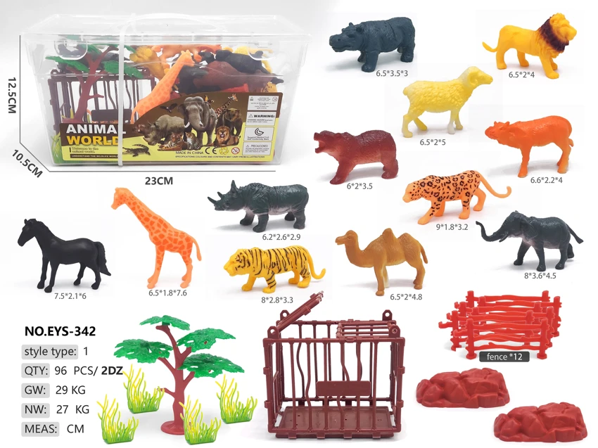 Rectangular Handheld Box 12 Wild Animals 12 Enclosure Cages
