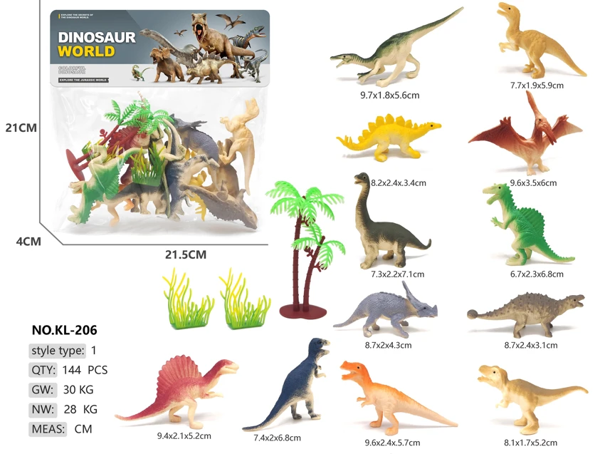 Solid 12 painted dinosaurs