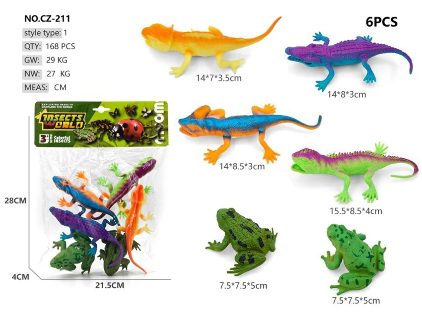 4 small lizards 2 frogs