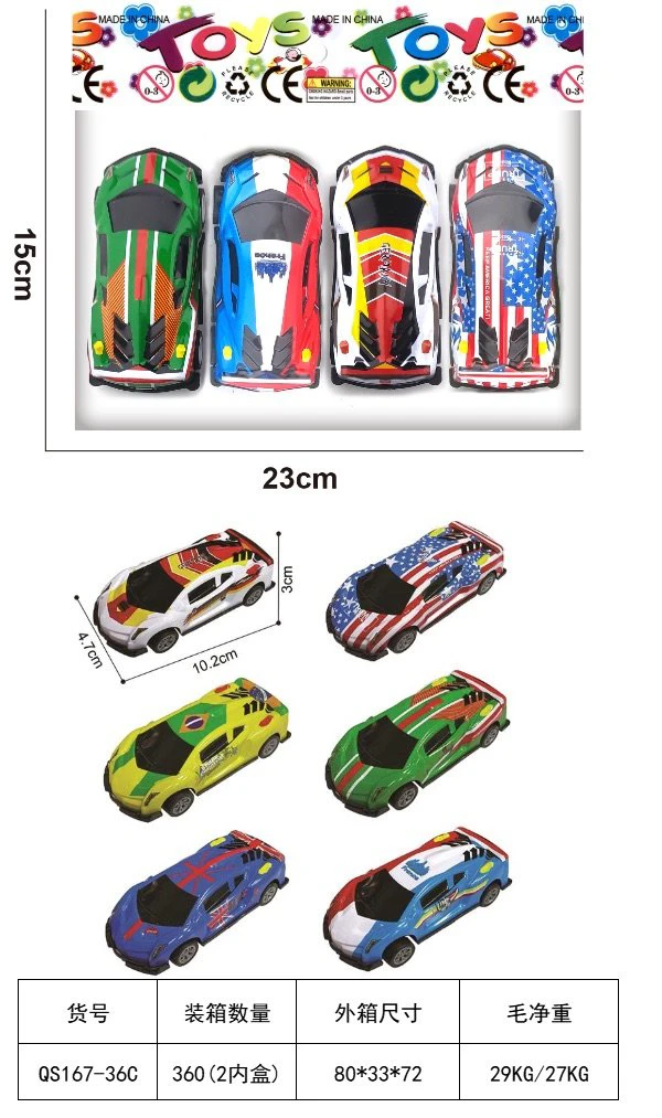 4 pieces 10.2cm metal pull-back car national flag style