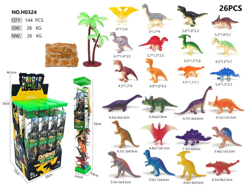 24 Dinosaurs PVC Tube