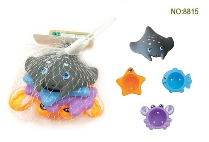 Ocean Bath Stacking Cups Pond Flatfish 4-Piece Set