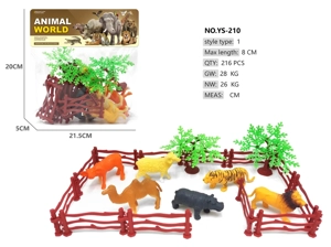 6 Small Wild Farm Animal Fence Scene