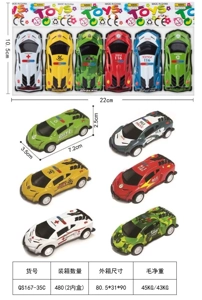 6 Metal Wind-Up Racing Cars with Police Car Design in OPP Bag
