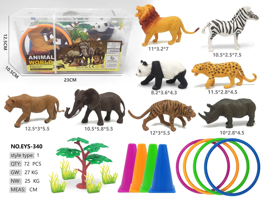 Rectangular Handheld Box 8 Wild Animal Ring Toss