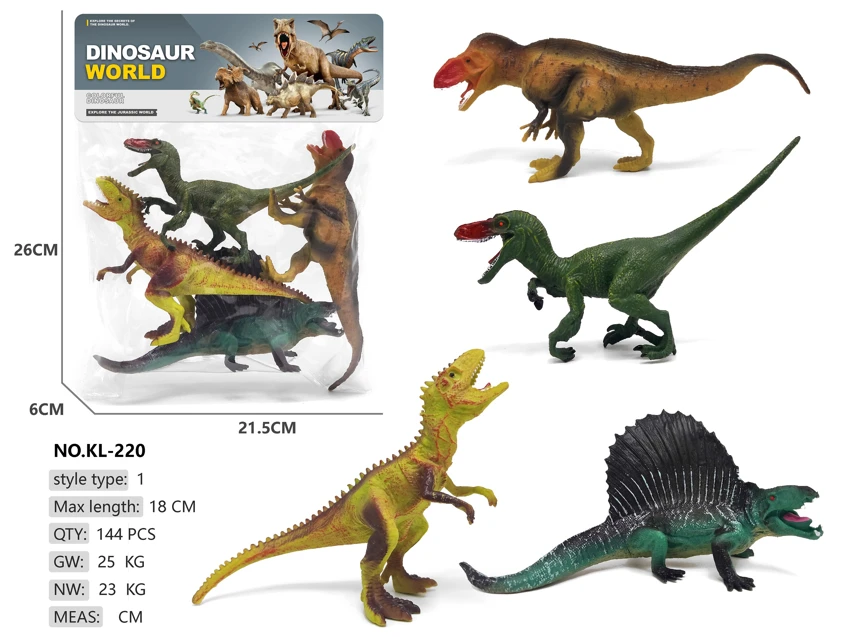 4 painted dinosaurs, style B