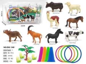 Rectangular hand-carry box, 8 farm animals ring toss