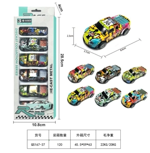 6 pieces 8.6cm metal pull-back pickup truck