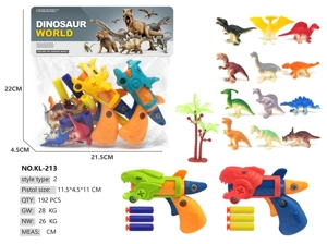2 soft bullet guns, 8 dinosaurs (with 6 bullets)