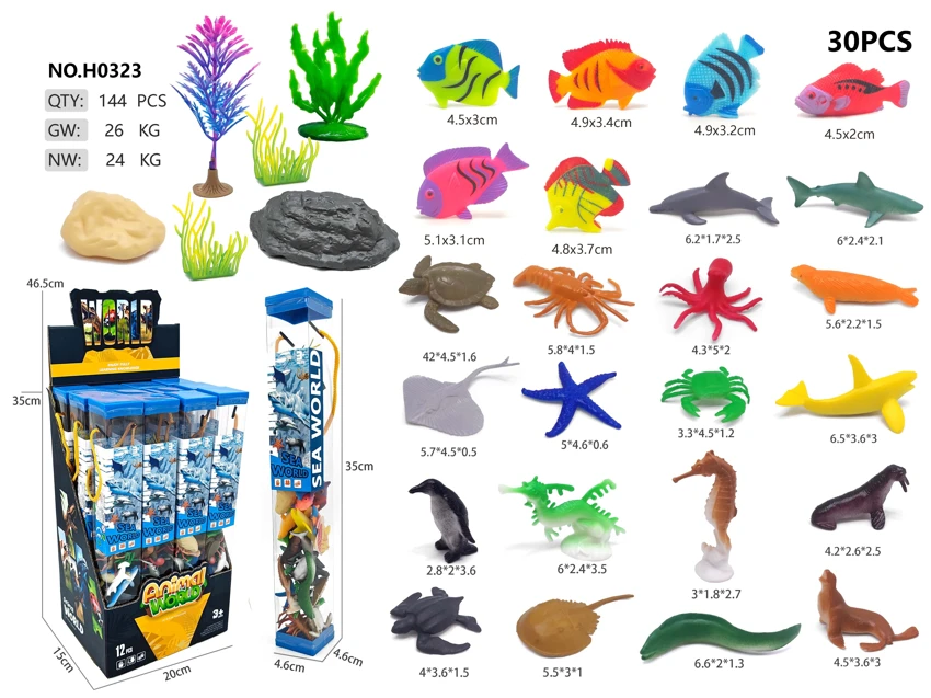 24 Marine Animals PVC Tube