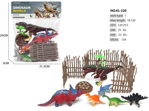 2 sets of 4 small dinosaurs, large fence scene B