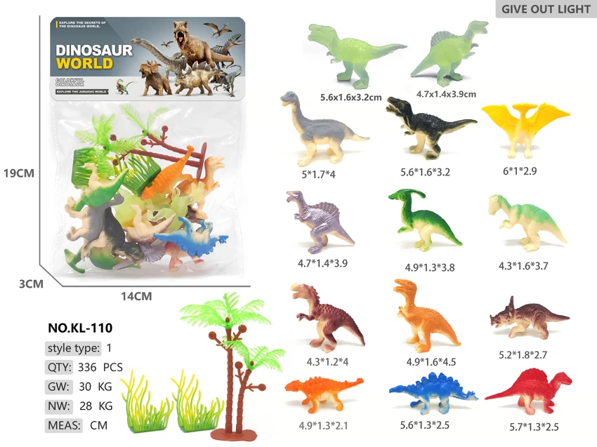 Solid 12 small spray paint 2 small glow-in-the-dark dinosaurs