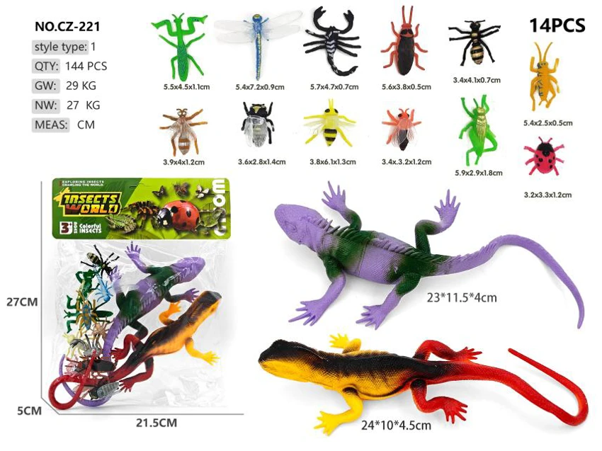 12 small insects 2 large lizards B with whistle