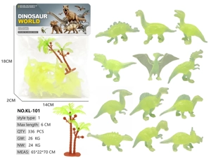 Solid 12 Glow-in-the-Dark Small Dinosaurs