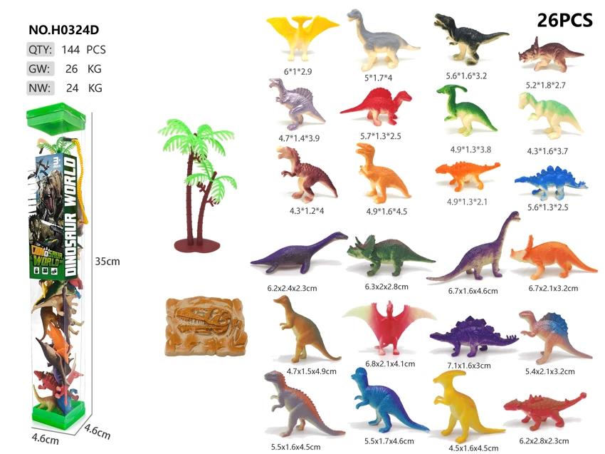 24 Dinosaurs PVC Square Tube