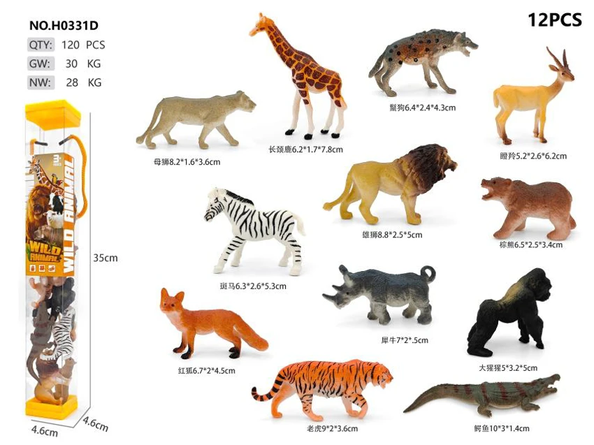 Medium Box 12 Wild Animals Square Tube A