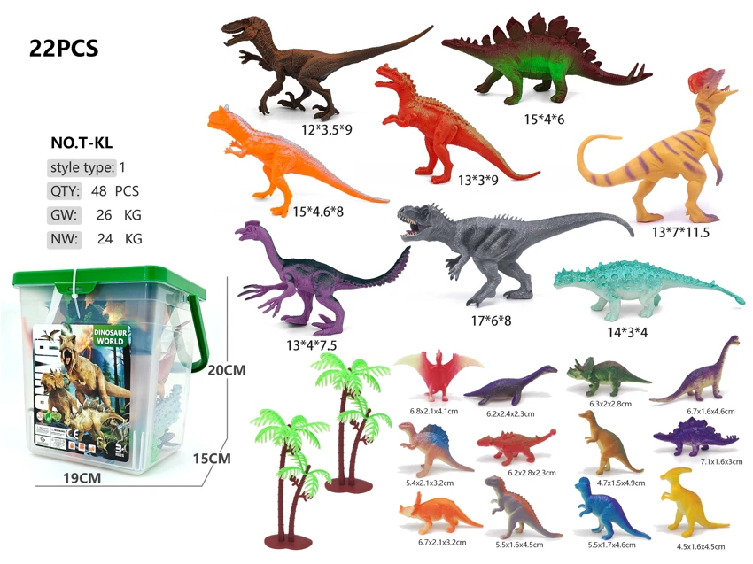 Dinosaur Model Bucket Set 22pcs
