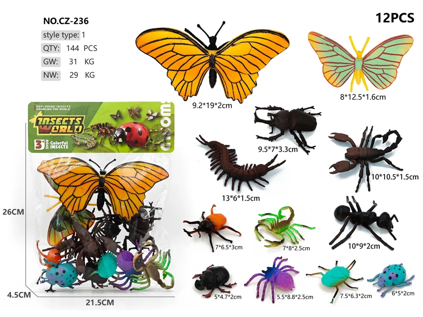 10 insects, 2 large butterflies