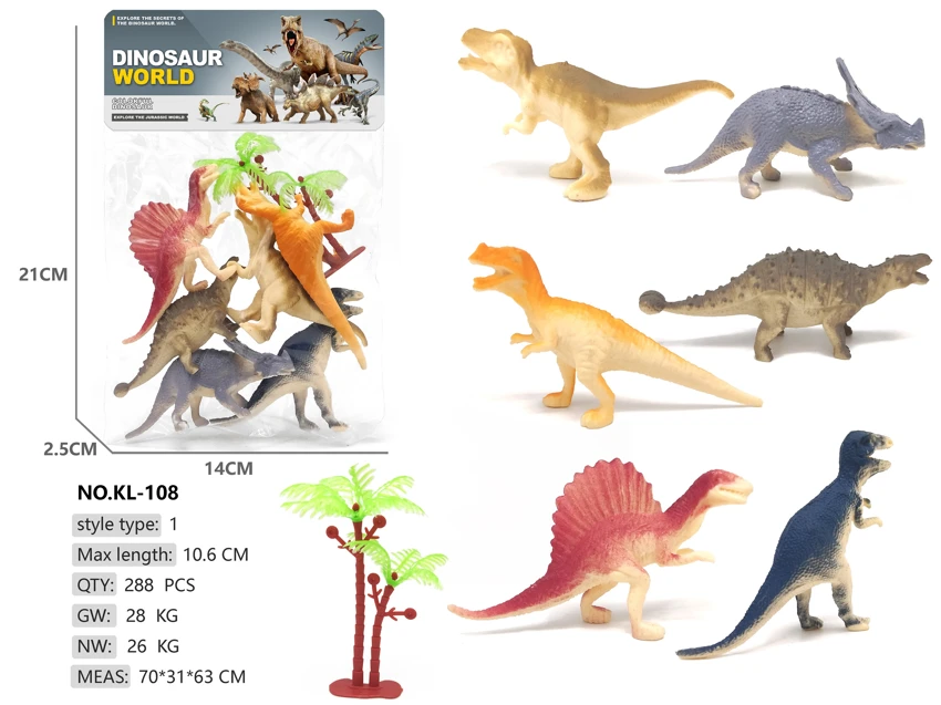 Solid 6 Painted Dinosaurs Style B