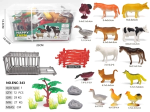 Rectangular Handheld Box 14 Farm Animals 12 Enclosure Cages