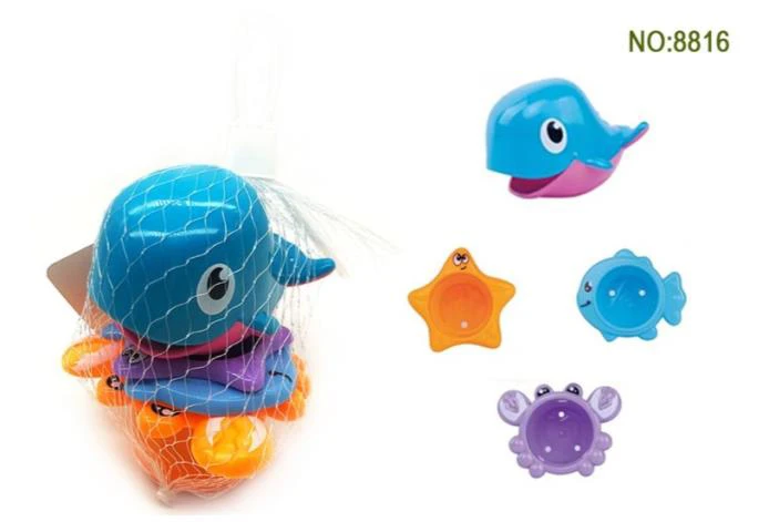 Ocean Bath Stacking Cups Dolphin 4-Piece Set