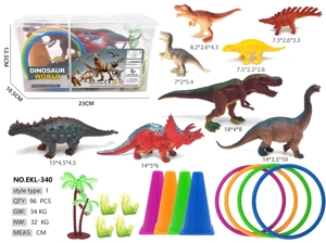 Rectangular hand-carry box, dinosaur scene ring toss