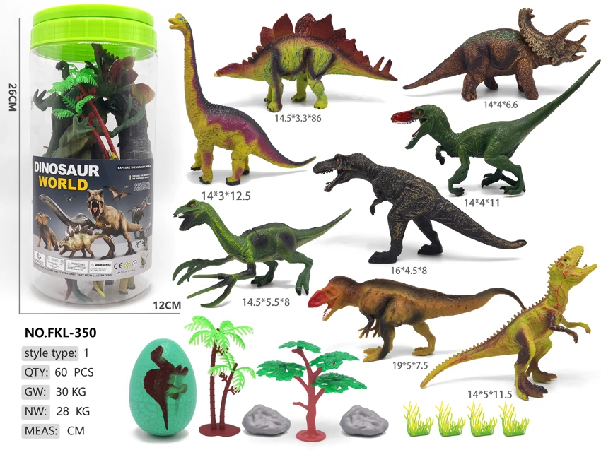 Large Round Bucket 8 Painted Dinosaur Scenes