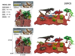 2 large + 3 small dinosaur building block scenes