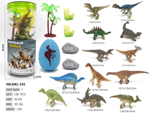 Medium cylinder, 12 dinosaur scene with eggs