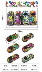 4 10.2 cm Metal Wind-Up Cars with Graffiti Design
