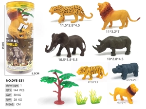 Medium cylinder, 7 wild animals