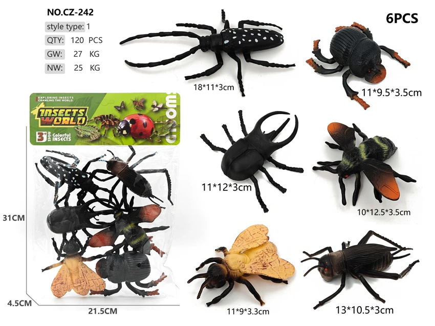 6 insect models, dung beetle