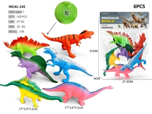 6 soft rubber dinosaurs with whistle