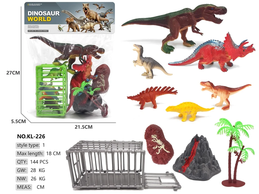 2 sets of 4 small dinosaurs, cage scene B