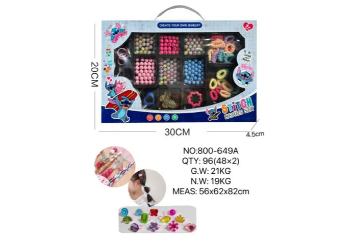 DIY pretend play girl toy beads Stitch square